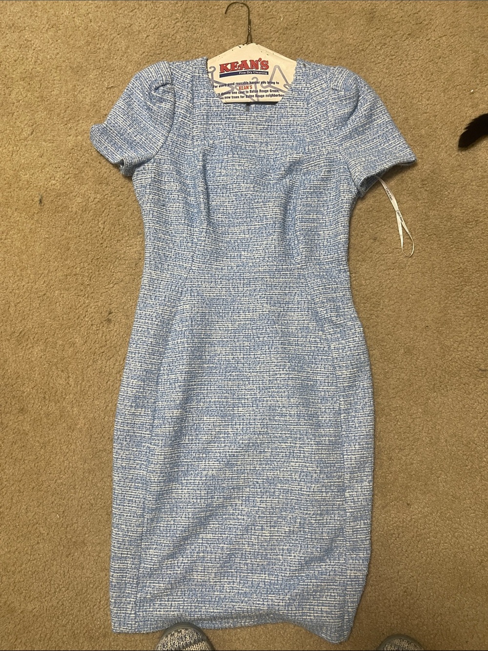Calvin Klein Powder Blue Tweed Midi Dress
